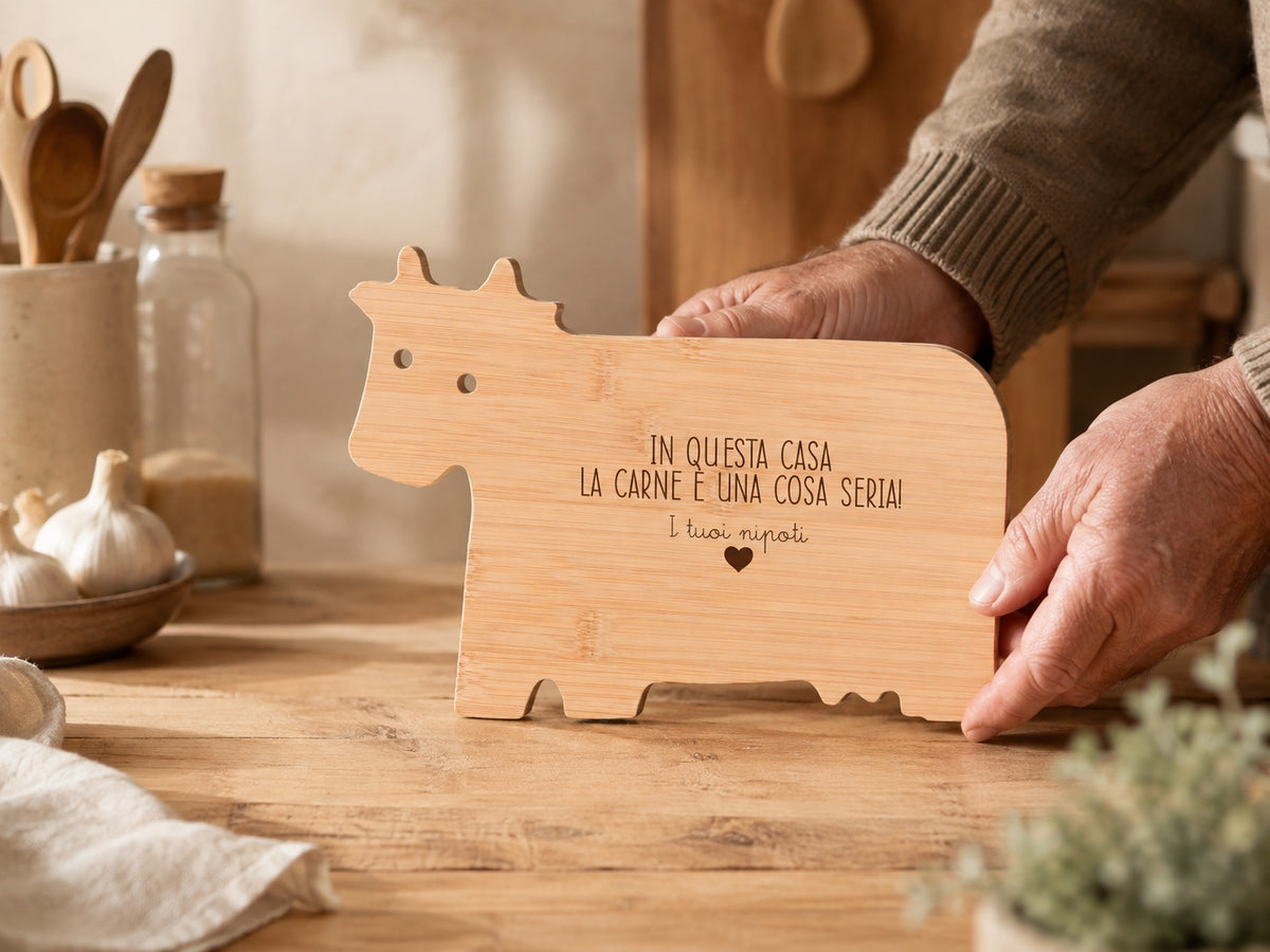 Tagliere Cow con incisione