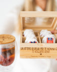 Set  Scatola Tè + Tazza in vetro personalizzati