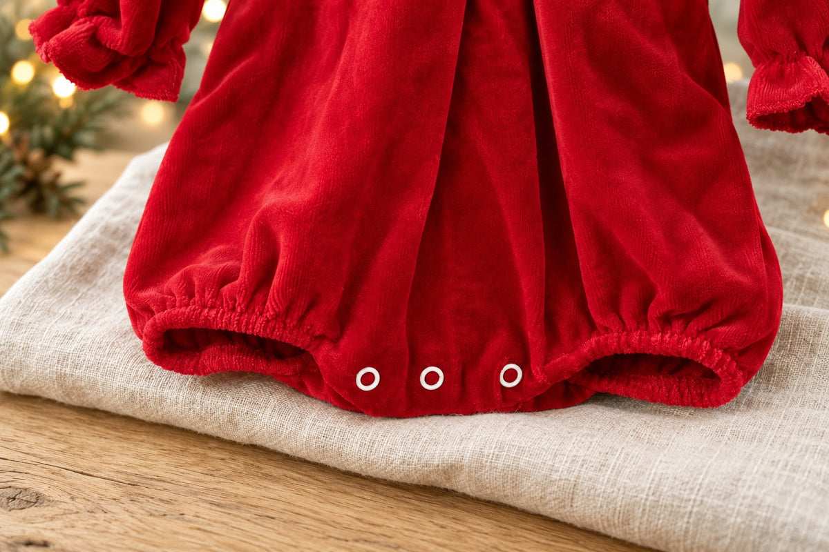 Pagliaccetto di Natale in Ciniglia Rosso Collo Bavetta
