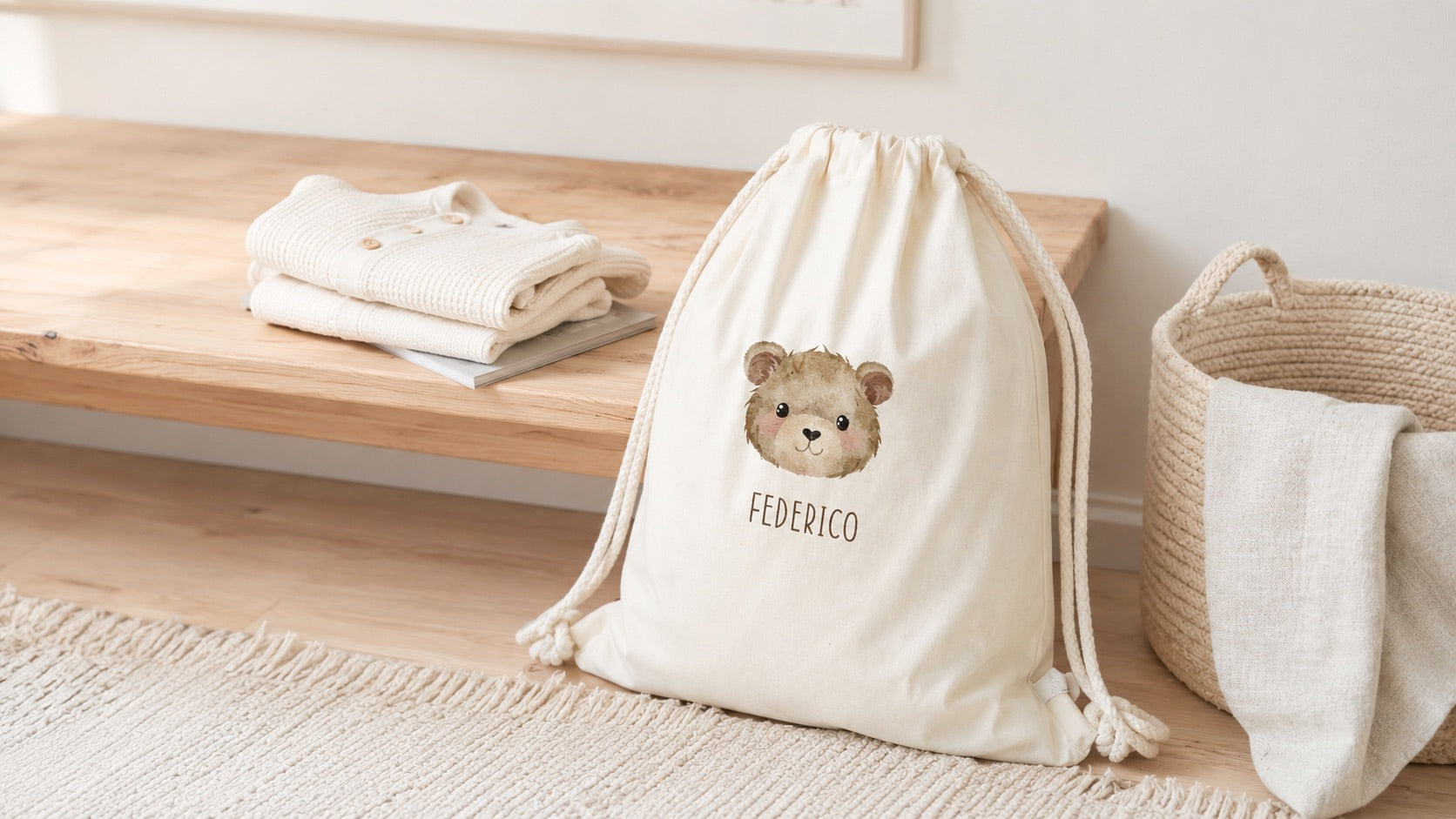 Sacca Asilo Premium cotone organico personalizzata