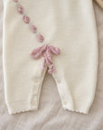 Barboteuse chenille de Noël rouge avec broderie personnalisée (col nuage)