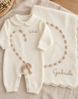 Set Due Cuori Copertina + Tutina Beige con ricamo personalizzato