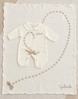 Set Due Cuori Copertina + Tutina Beige con ricamo personalizzato