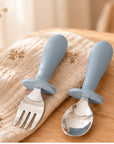 Set nourriture bébé bleu poudré avec bavoir personnalisé