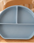 Set nourriture bébé bleu poudré avec bavoir personnalisé