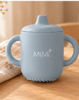 Set nourriture bébé bleu poudré avec bavoir personnalisé