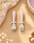 Coffret repas bébé rose avec bavoir personnalisé