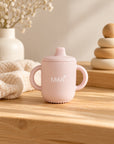 Coffret repas bébé rose avec bavoir personnalisé