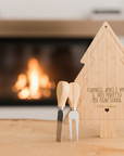 Tagliere per Formaggi a forma di Albero + Set di Coltelli