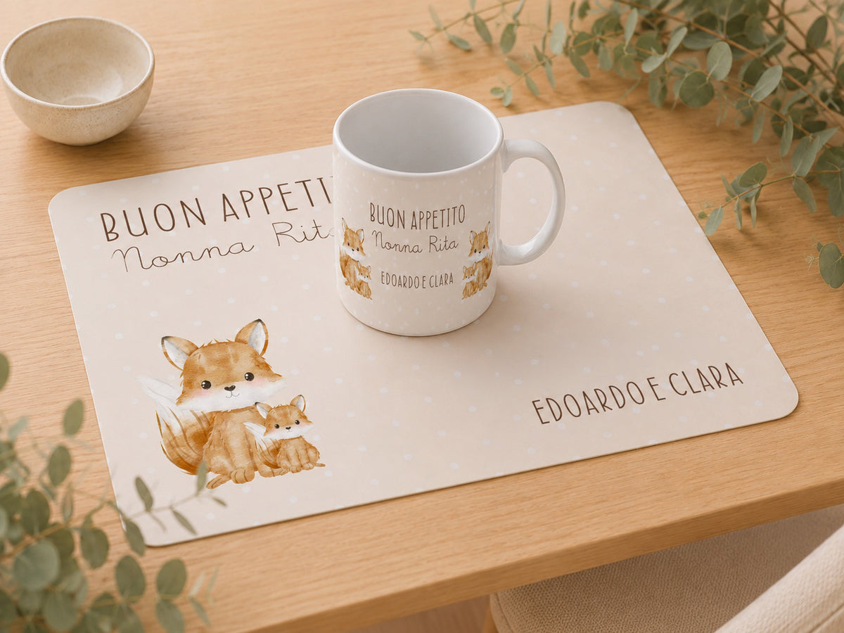 Set Tovaglietta + Tazza con Dedica Personalizzata