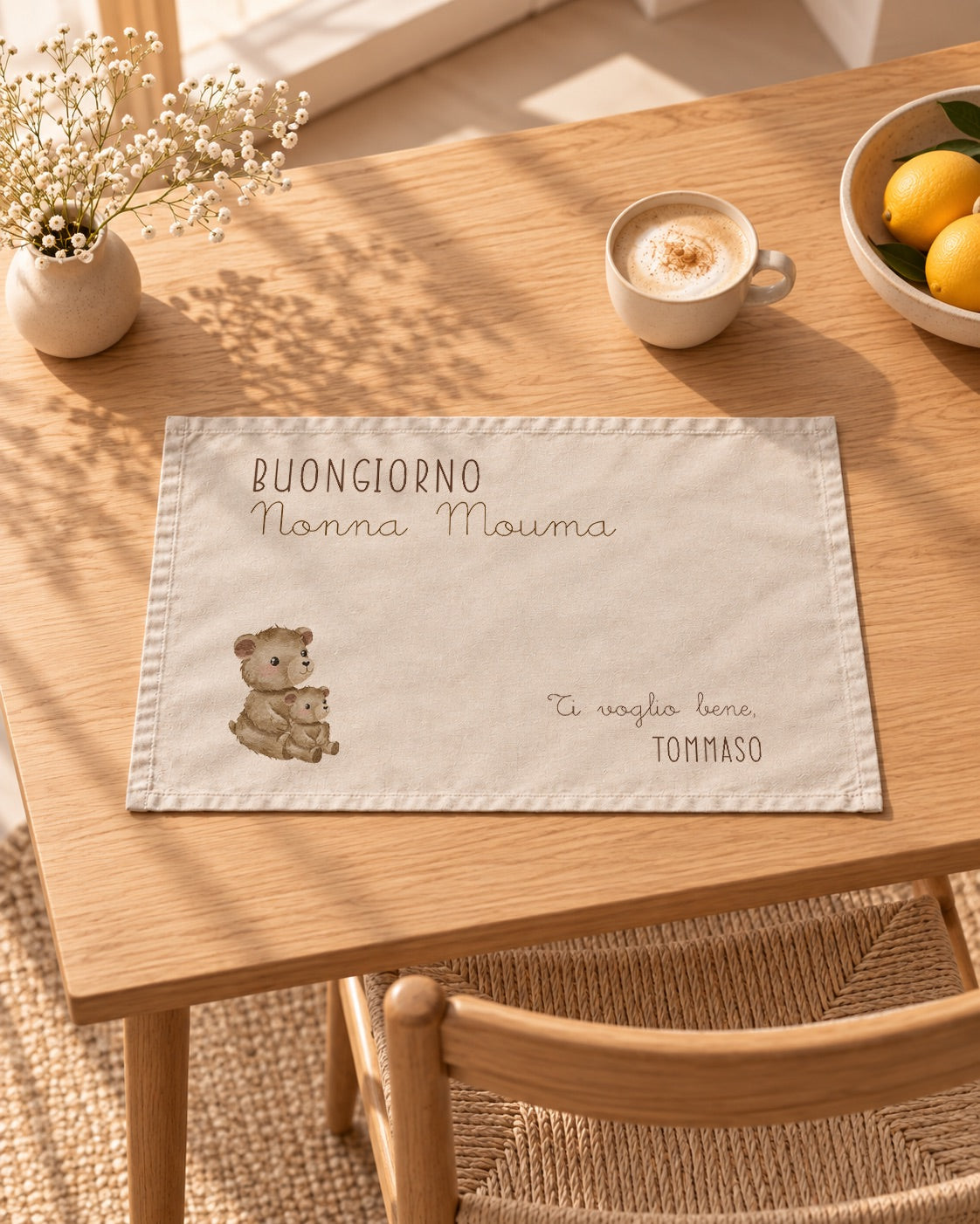 Set de table plastifié avec dédicace personnalisée