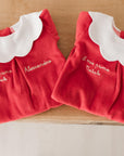 Tutina in Ciniglia Natale Rossa con ricamo personalizzato (collo nuvola)