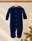 Combinaison chenille de Noël Tartan vert avec broderie personnalisée