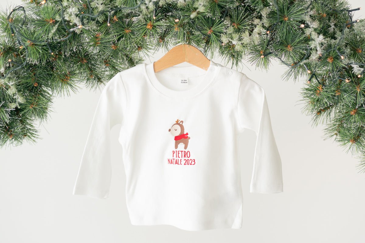 Maglietta Ricamata Bambino Natale - mimistudio